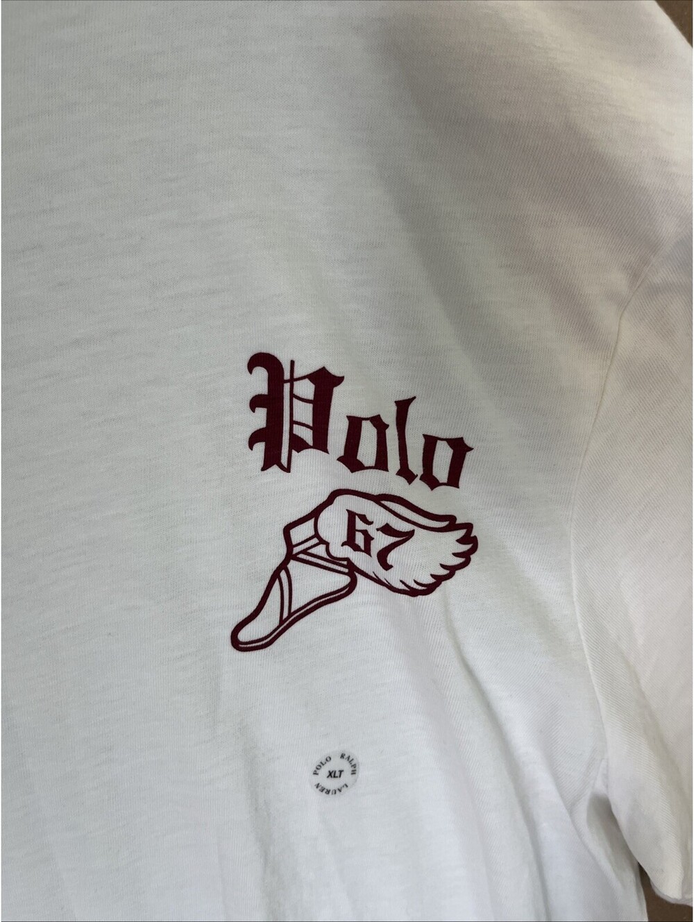 NEW! Polo Ralph Lauren Shirt Men's Size XLT White/Red - Track Club XL Tall $89 - Picture 3 of 9